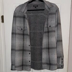 Express Men's Checkered Fleece Button Down